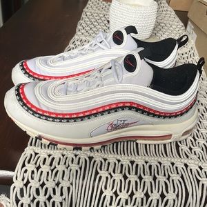 Nike Airmax 97 Sketch Logo White Black Red. Sz 13.